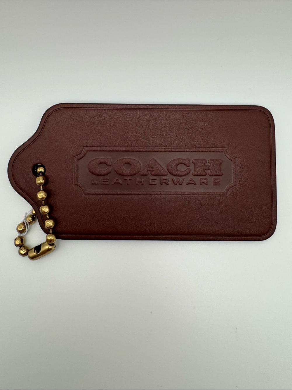 Coach XL Hangtag Bag Charm CBR57 Dark Brown Brass Leather NWT - Picture 2 of 16